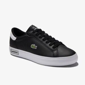 Lacoste Women's Black & White Leather Powercourt Sneakers